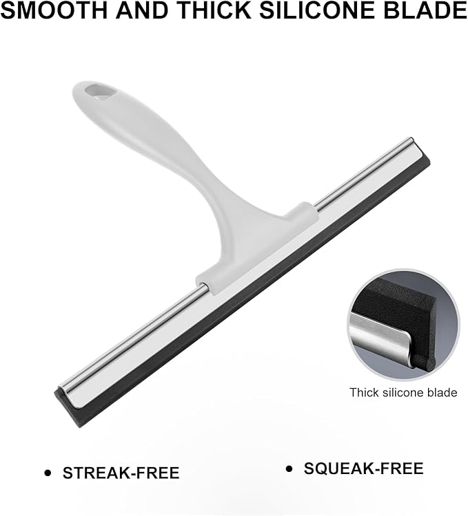 SetSail Shower Squeegee for Glass Doors All-Purpose Squeegee for Shower Glass Door Heavy Duty Window Squeegee with Hook for Car Window Cleaning 12 Inches