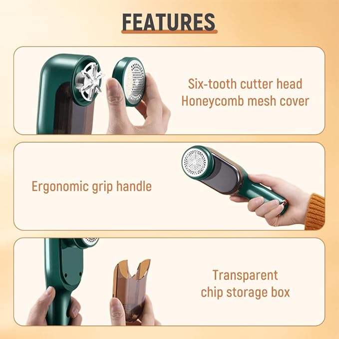2025 New Electric Lint Remover Rechargeable, Digital Power Display Lint Remover, Rechargeable Lint Remover with 2nd Gear Adjustment 6-Leaf Blades, Fabric Shaver for Clothes Sweaters (Green+White)