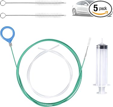 BOXOB 5pcs Updated Sunroof Drain Cleaning Tool Kit, 78in Flexible Long Pipe Cleaner with Brush Syringe Hose Syringe Tubi