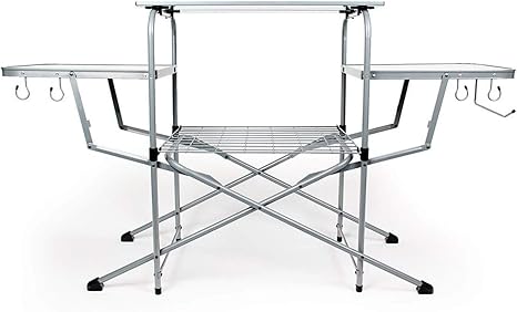 Camco Olympian Deluxe Portable Grill Table - Provides Plenty of Room for Grilling Gear While Camping - Folding Grilling 