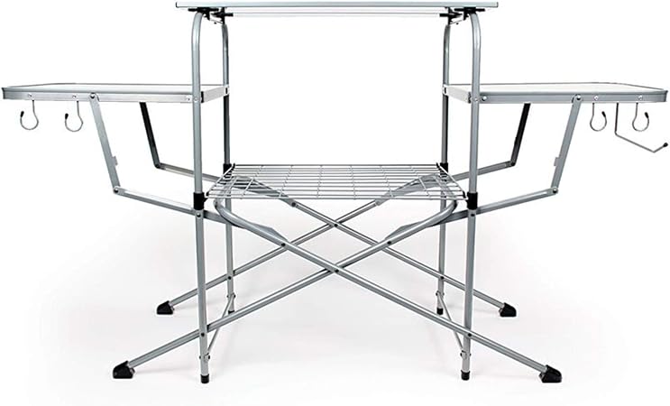 Camco Olympian Deluxe Portable Grill Table - Provides Plenty of Room for Grilling Gear While Camping - Folding Grilling 