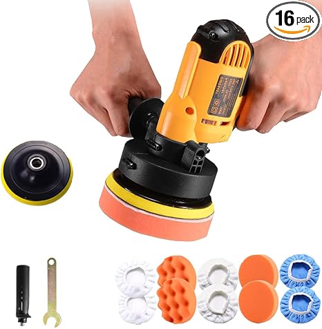 CJC Buffer Polisher - 110V 600W Variable Speed Machine - Random Orbital Buffer for Floor, Car, Furniture, Metal Waxing a
