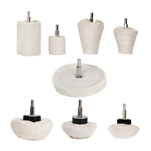 Buffing Wheel for Drill,8 pcs Buffing Pad Polishing Wheel Kits,Wheel Shaped Polishing Tool for Metal Aluminum,Stainless 