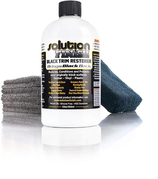 The Rag Company - Solution Finish Full Installation Kit - Enriche, Condition, Protect; Black Plastic Trim Restorer (12oz