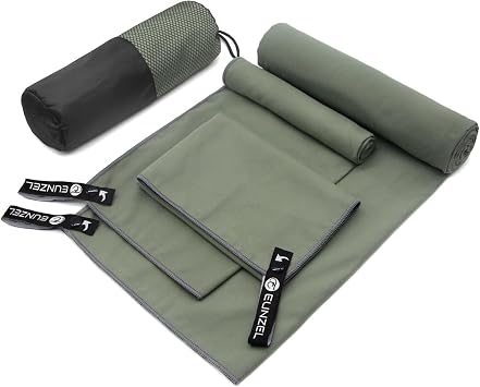 Eunzel Quick Dry Camping Towel, Microfiber Travel Towel 3 Size at 1 Pack,Fast Drying Towel Set for Camping, Beach, Gym, 