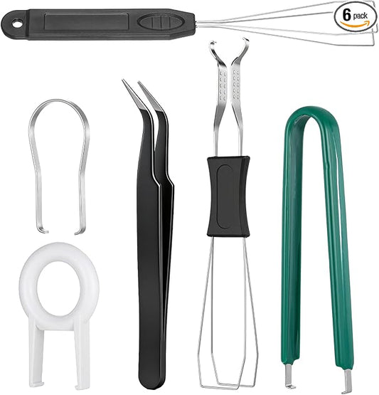 Vin Beauty 6 Pcs Keycap Puller Key Cap Removal Tool, Stainless Steel Keycap Remover Set, Switch Puller Kit with Keycaps Tweezers for Mechanical Keyboard