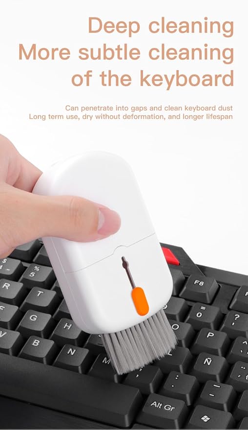 10-in-1 Computer Cleaning Kit, Keyboard Cleaning Kit with Retractable Brush, Keycap Puller, Screen Cleaner for Laptop, PC, MacBook, iPhone, AirPods, Camera Lens