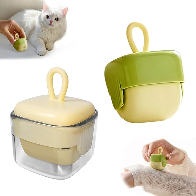 2Pcs Mini Lint Remover Roller, Reusable Lint Gel Roller, Washable Pet Dog Cat Hair Remover for Clothing, Pet Hair, Dust, Lint, Travel and Home Use(Green+Beige)