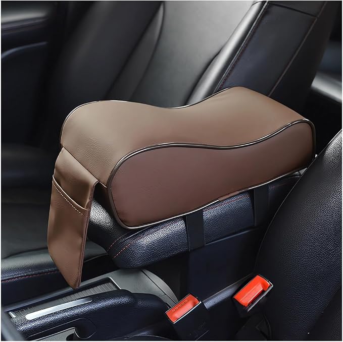 Yourkar Car Armrest Cushion, Soft Memory Foam Auto Armrest Pillow with Storage Bag, Leather Center Console Arm Rest Padd
