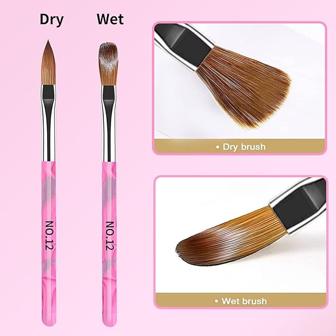 28Pcs Pink Nail Art Brush Set, Manicure Tool Kit with Acrylic Nail Brush, Builder Gel Brushes, Cuticle Brush, Dust Brush, Dotting & Liner Tool for Acrylic Powder Application, Sculpting & Cleaning