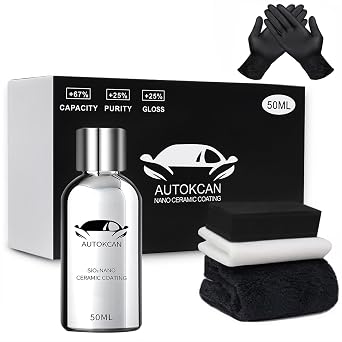 10H Nano Ceramic Coating for Cars, 50ML High Gloss Anti-Scratch SiO2 Ceramic Car Coating Kit, Plastic, Glass, Wheel Poli