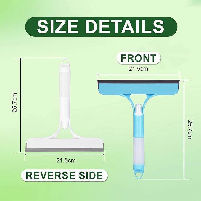 3 in 1 Window Cleaning Scraper, Window Squeegee with Sprayer, Window Cleaning Scraper for Windows, Walls, Car Windshields, Bathrooms, Kitchens, All-Purpose Window Cleaner Tool (Blue)