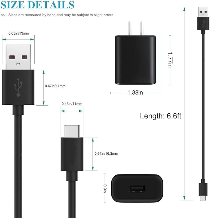 Replacement Electric Spin Scrubber USB C Charger Power Cord for YKYI, Keimi, Leebein, Bomves Electric Spin Scrubber USB Wall Adapter Type C Charging Cable Cord (6.6Ft)