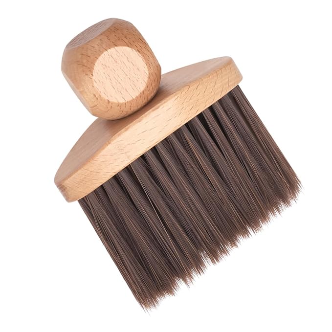 Soft Bristle Neck Duster Brush Wooden Handle for Hair Cutting and Interior Cleaning Professional Barber Tool for Hair Re
