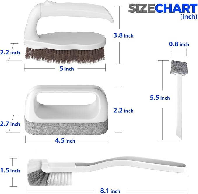 Holikme 7 Pack Deep Cleaning Brush Set, Scrub Brush, Grout Brush, Pool Brush, Scrub Pads with Scraper Tip Scouring Pads, for Pool Walls, Bathroom, Floor, Bike, Tub, Shower and Kitchen Surface (Brown)