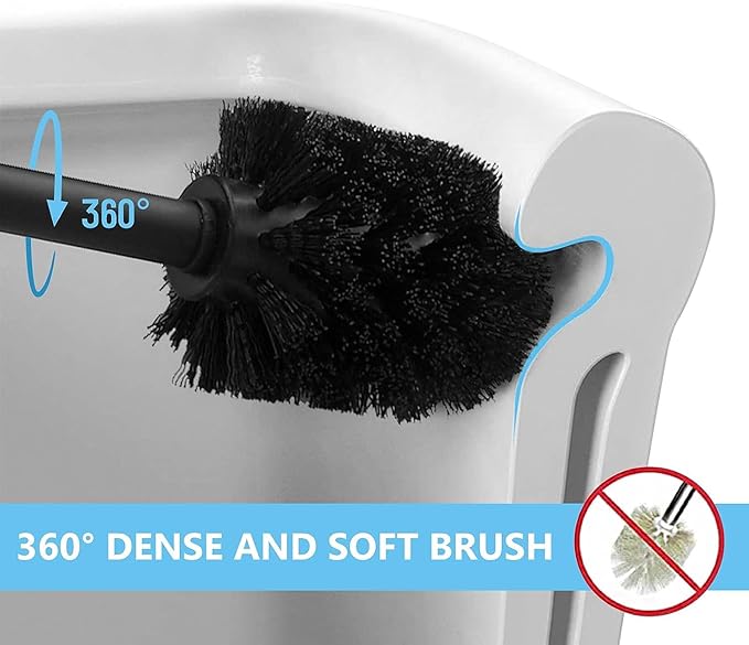 Deep & Sturdy Toilet Bowl Brush with Holder - Durable Scrubbing - Toilet Cleaners - Household Essentials - Bathroom Cleaner - Cleaning Supplies - Household Supplies, Matte Gray