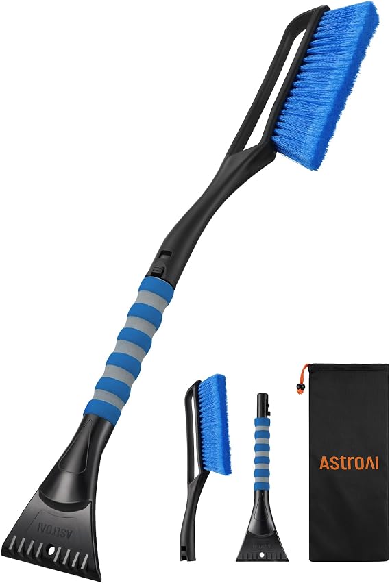 AstroAI 27" 2-in-1 Detachable Snow Brush & Ice Scrapers for Car Windshield