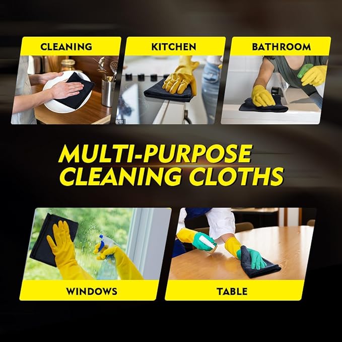 HOMEXCEL 800 Packs Microfiber Cleaning Cloth, 11.5 x 11.5 inch Microfiber Towels for Cars, Ultra Absorbent Washing Cloth, Lint Free Streak Free Cleaning Rags for Car, Kitchen, and Window (Black)