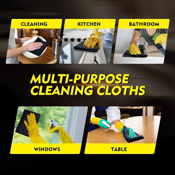 HOMEXCEL 600 Packs Microfiber Cleaning Cloth, 11.5 x 11.5 inch Microfiber Towels for Cars, Ultra Absorbent Washing Cloth, Lint Free Streak Free Cleaning Rags for Car, Kitchen, and Window (Black)