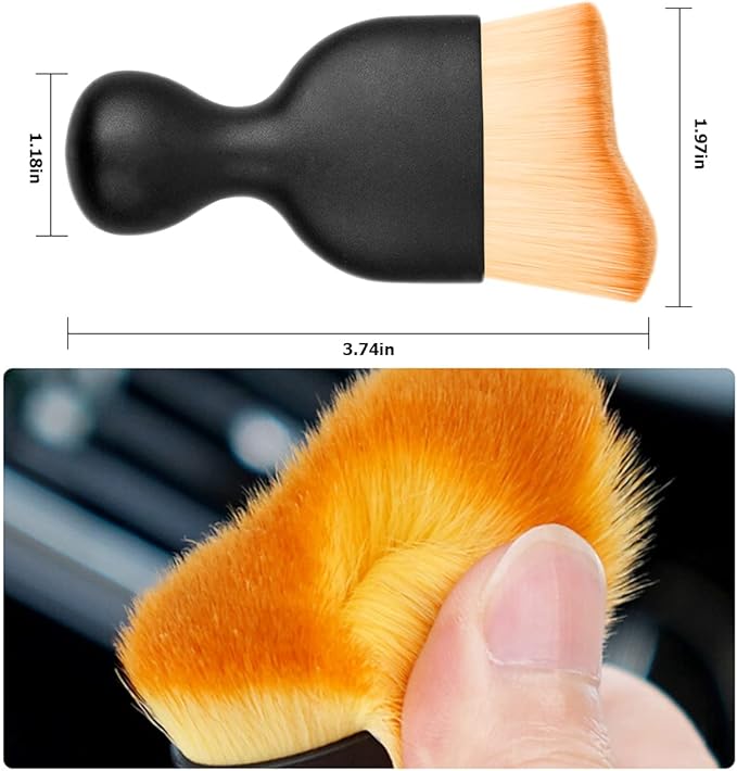 Blilo 2PCS Car Interior Detailing Brush with Dust Cover, Auto Soft Hair Cleaning Brushes, Scratch Free Curved Dirt Collectors, for Vehicle Dashboard Air Conditioner Vents Leather Computer (Brown/2PCS)