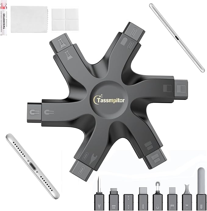 Tassmpitor for iPhone Cleaning Kit Phone Port Cleaner, Cleaner Kit for AirPod iPhone Pro Max, Cleaning Putty for Cell Phone Charging Port Lightning Charger Connector Cable Speaker, Repair Restore Tool