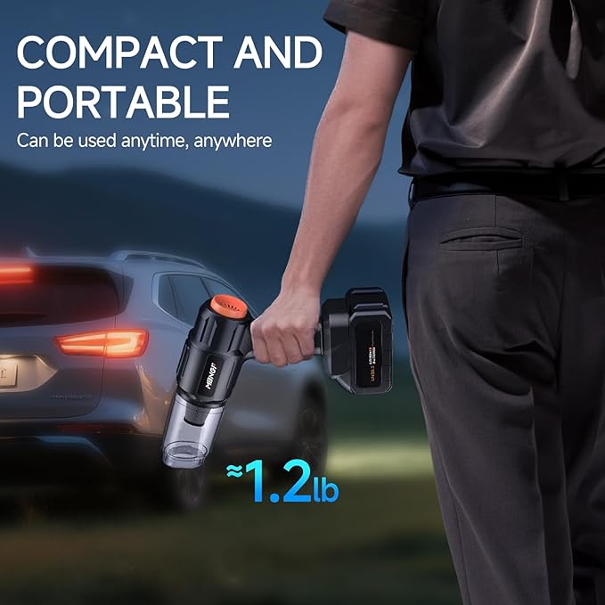Car Vacuum Portable Cordless, High Power Suction & Blower, Handheld Vacuum Cleaner for Car, Home, Desktop, Keyboard,Birthday Gifts for Men Dad Husband(Jet Black)