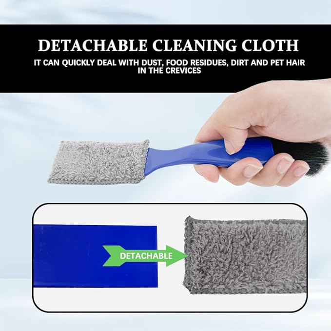 Universal 2 in 1 Duster for Car Clean, Car Vent Cleaner, Double Head Brush, Car Cleaning Accessories Interior Washing Brush Fit for Vehicle Dashboard Screen, Air Conditioning, Computer (Blue)