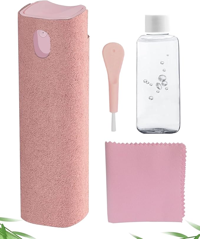 Screen Cleaner Spray and Wipe Touch Screen Cleaner for iPhone iPad Computer Laptop Tablet MacBook Cell Phone Eyeglasses（Pink）