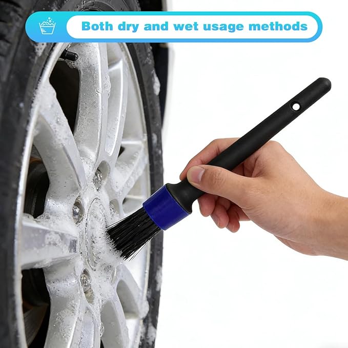 Bittwee Car Detailing Brush Kit, 9PCS Soft Bristle Multi-Use Vehicle Detailing Wash Brushes, Automotive Interior or Exterior Cleaning Kit, Universal for SUV Automobile Truck