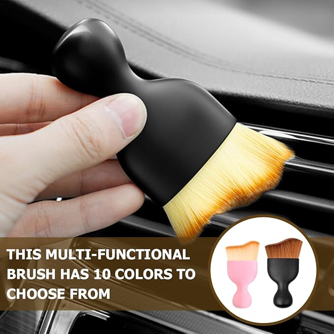 Blilo 2PCS Car Interior Detailing Brush with Dust Cover, Auto Soft Hair Cleaning Brushes, Scratch Free Curved Dirt Collectors, for Vehicle Dashboard Air Conditioner Vents Leather(Purple)