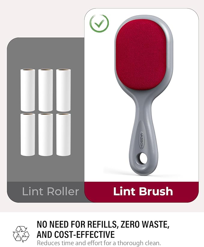 VASSON Double-Sided Lint Brushes, Classic Velvet Brush for Furniture and Clothing, Ideal for Pet Hair Removal