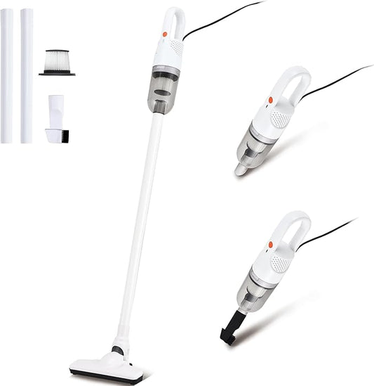 6-in-1 Lightweight Stick Vacuum Cleaner with 100W Powerful Motor, Mini Portable Household Handheld Vacuum Cleaner for Domestic Hard Floors, Carpets and Pet Hair(Porcelain White Corded)