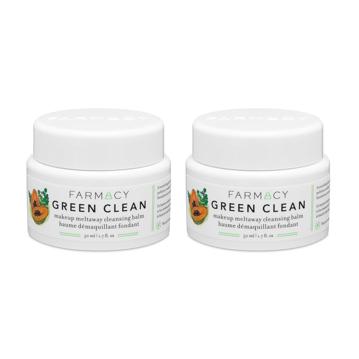 Makeup Remover Cleansing Balm Bundle - Green Clean Waterproof Makeup Remover + Oil Based Cleanser - Gentle Exfoliating Double Cleanser - Melts From Balm to Milky Lather (50ml, 2 Count)