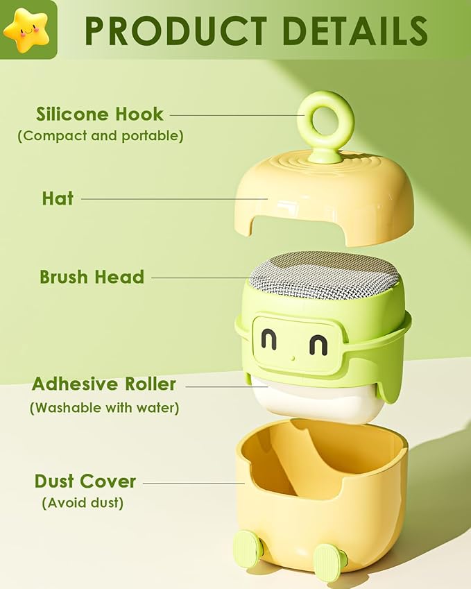 Mini Lint Remover Roller, Reusable Lint Gel Roller, Washable Pet Dog Cat Hair Remover for Clothing, Pet Hair, Dust, Lint, Travel and Home Use(Upgraded Version-Yellow)