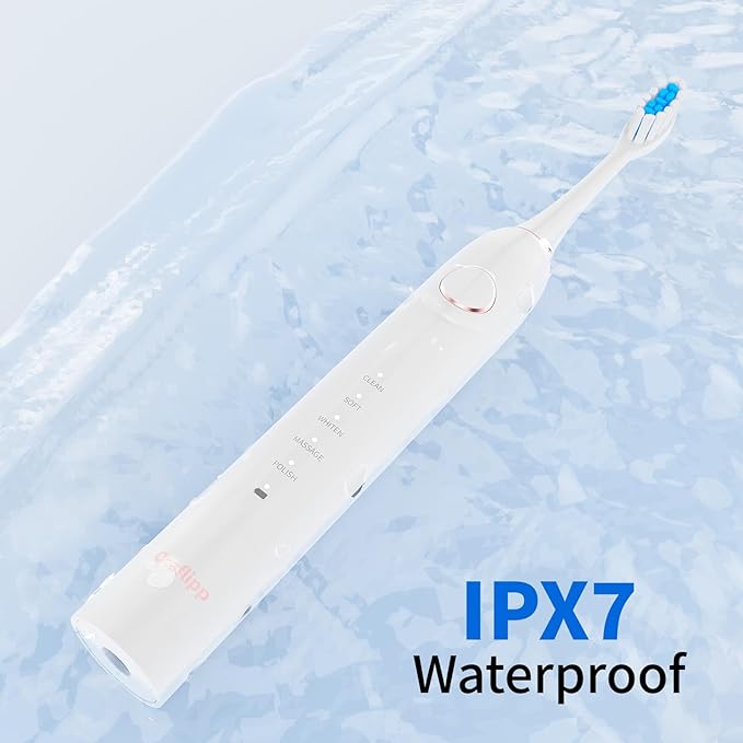 Sonic Electric Toothbrush - 40,000 VPM Power Toothbrush with 5 Modes, Smart Timer & Mode Memory, IPX7 Waterproof, 30 Days Battery Life with Inductive Charger, 8 Brush Head (White)