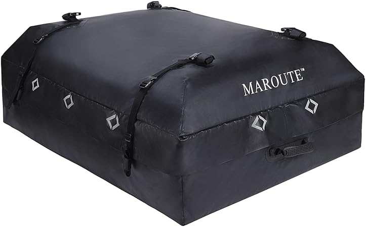 MAROUTE Rooftop Cargo Carrier Bag，15 Cubic Feet Heavy Duty Waterproof Rooftop Car Bag,Fits for All Cars with/Without Rac