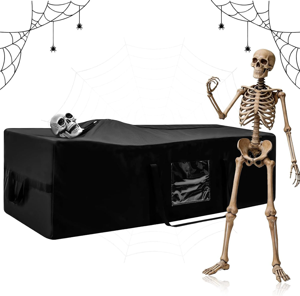 Large Halloween Storage Bag, Fits Up 12Ft Skeleton, Black
