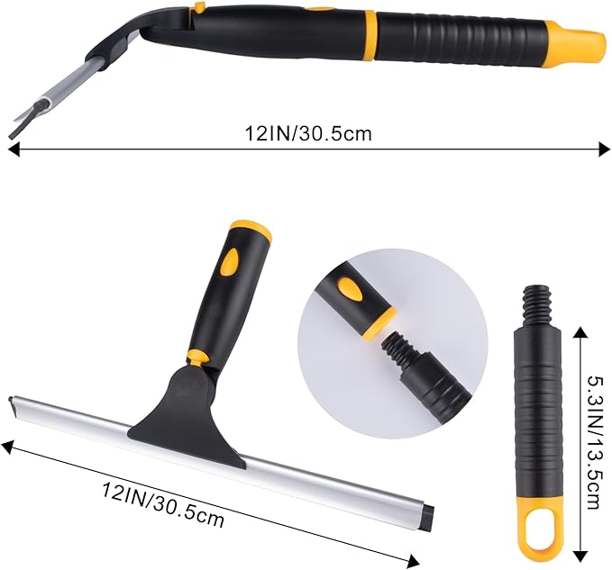 Swivel Shower Squeegee for Glass Doors, All-Purpose Anti-Slip Window Squeegee with 2 Blades, Window Cleaner Tool Bathroom Squeegee for Shower Doors, Tile Shower Walls，Mirrors,Car Windshields