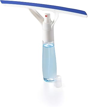 Addis Cleaner Squeegee, Washer, Glass Cleaning Tool Wiper with Spray Bottle for Home, Car Window, White Blue, 1