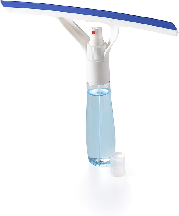 Addis Cleaner Squeegee, Washer, Glass Cleaning Tool Wiper with Spray Bottle for Home, Car Window, White Blue, 1