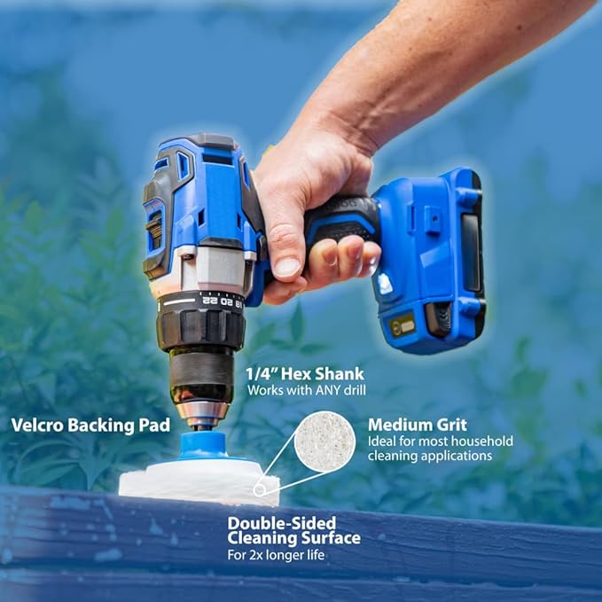 RotoScrub 7 Pack Drill Brush Set for Deep Cleaning, Scratch Resistant, Bathroom, Oven, Countertops, Sinks, Soap Scum, Tile, Boats, Patio Furniture & More