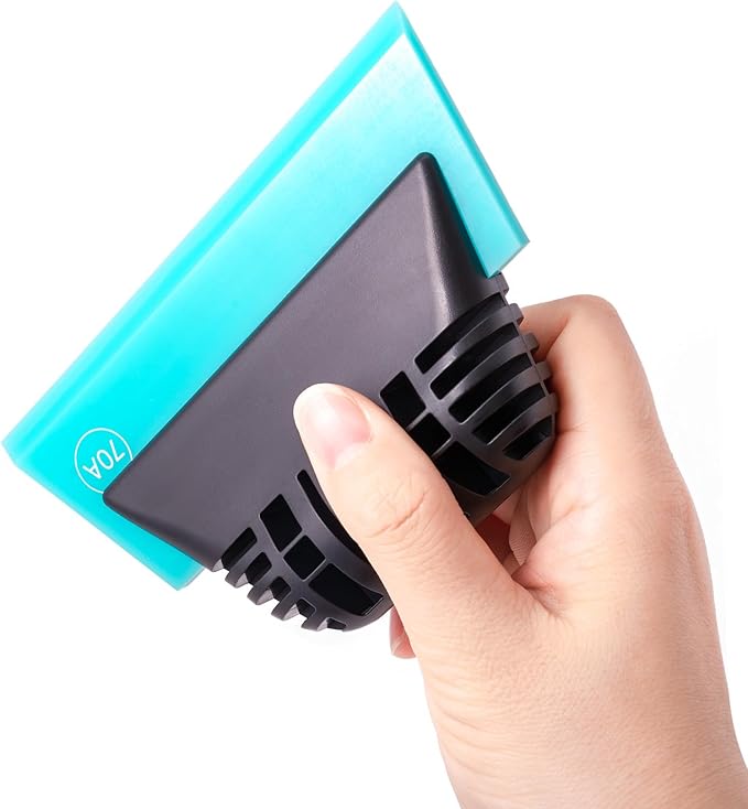 FOSHIO Blue Small Squeegee, Non-Slip Handle Rubber PPF Squeegee for Window Cleaning, Shower Glass Door, Car Windshield, Vinyl