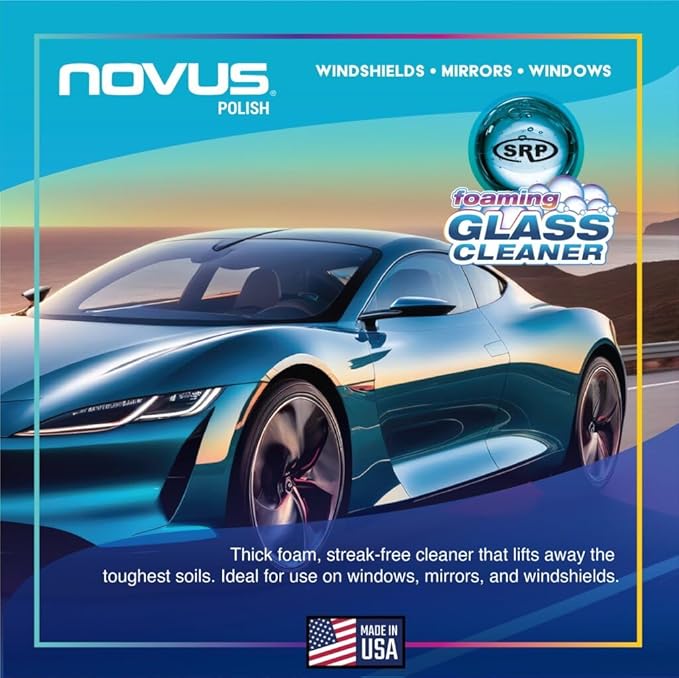 NOVUS 1802 | Glass Cleaner Spray | Powerful Foaming Glass Cleaner, Streak-Free Shine for Home and Auto | Safe for All Glass Surfaces - 19 Ounces (12 Pack)