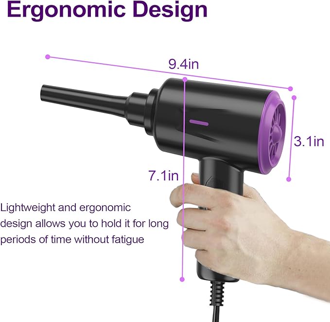 Meudeen Air Duster - Compressed Air - 5.74 oz High Power Cleaning for Computer - PC - 2 Gear Air Blower (Black Purple)