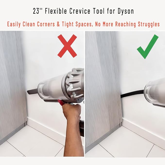 23'' Flexible Crevice Tool & Extension Hose Attachments for Dyson GEN5 V15 V12 V11 V10 V8 V7 Cordless Vacuum, Perfect Cleaning Replacement Accessories Bundle for Dryer Vent,Car Detailing,Corners,Gaps