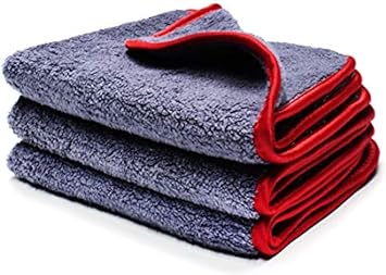 Maxshine Universal 600GSM Gray Ultimate Crazy Microfiber Towel with Red Silk Border (40×40cm), 3PCS/Pack – Great for Fas
