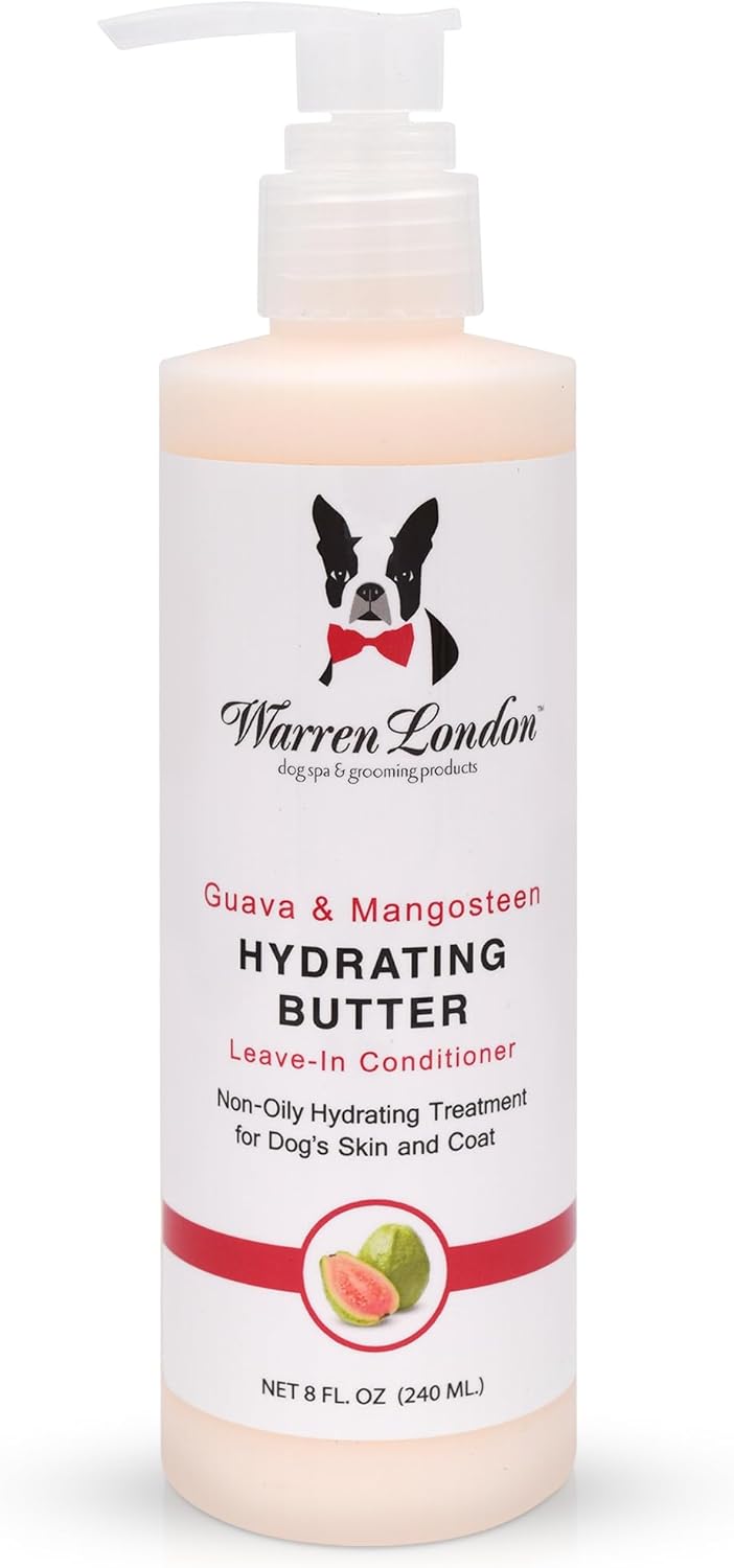 Hydrating Butter Leave in Pet Conditioner for Dogs | Lotion for Skin and Coat | Aloe Puppy & Dog Conditioner for Hair Detangler, Dry Skin, & Pet Fur Dandruff | Made in USA | Guava 8oz