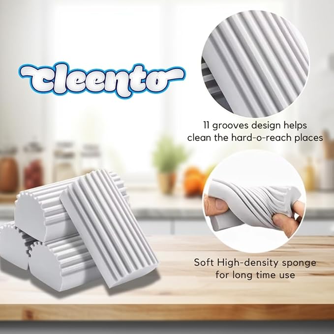 Damp Duster Cleaning Sponge, Multi-Surface Dust Cleaner Magic Eraser for Blinds, Hair, Glass, Mirrors, Car, Baseboards & Window Grooves - All Purpose, Reuseable Household Supplies (6 Pack)