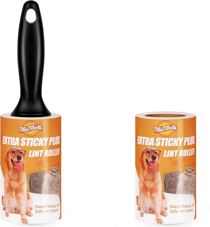 Lint Roller for Pet Hair – Extra Sticky Pet Hair Remover for Clothes, Furniture & Upholstery & Car Seats, Easy-Tear Sheets, Value Pack for Dog & Cat Fur 2 Pack