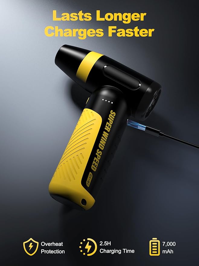 Electric Compressed Air Duster & Blower, 150000 RPM Super Power Adjustable Air Duster, 3 Speed Cordless Mini Blower, USB Rechargeable (5V/2A), Portable Dust Remover for Computer Keyboard Car
